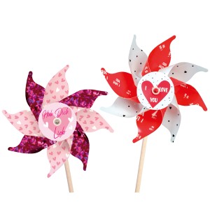 Windmühlen "I Love You" und "Hab Dich Lieb" als Geschenkidee, 2-fach sortiert.