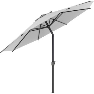 Grauer Siena Garden Marktschirm (Ø 300 cm) mit Kurbel und Knickfunktion.