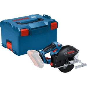 Bosch Professional Akku-Kreissäge GKM 18 V-50 Solo mit L-Boxx. Handkreissäge in blau/schwarz.