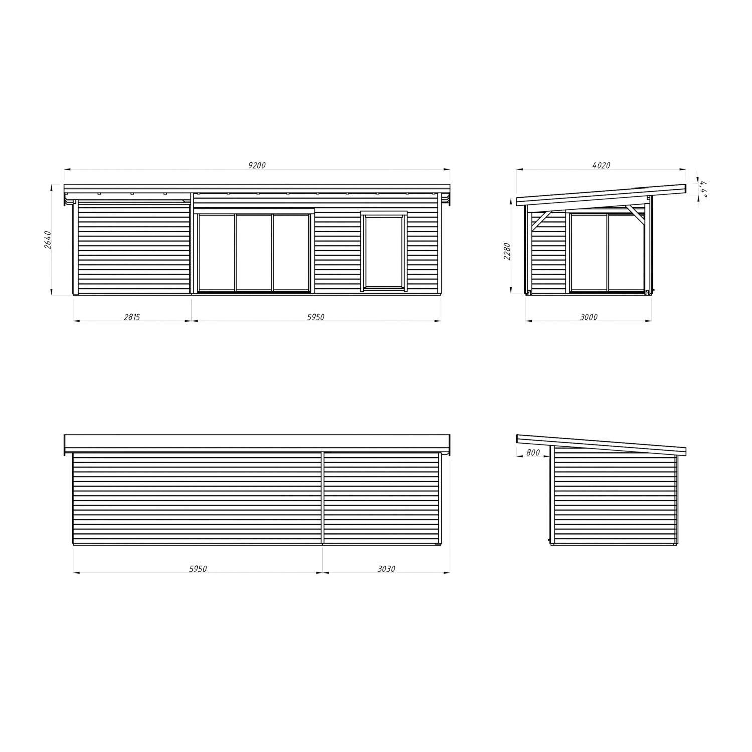 Palmako Gartenhaus Andrea Slide 898 x 300 cm Hellgrau-Anthrazit FSC®_5