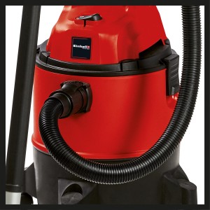 Einhell TC-VC 1825 Nass-Trockensauger, rot/schwarz, mit Schlauch. Kompakter Allessauger für Haus und Werkstatt.