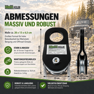 TRUTZHOLM Umlenkrolle 10 t für Forstseilwinde Seilrolle Offroad mit Schmiernippel Seilwindenzubehör