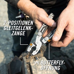 Gerber Dual-Force Multitool in Aktion: Zange schneidet Draht. Kompaktes Werkzeug für Alltag und Beruf.