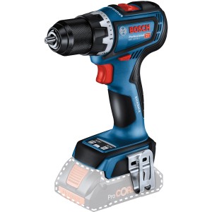 Bosch Professional Akku-Bohrschrauber GSR 18V-90 C, blau, mit Schnellspannbohrfutter und Gürtelclip.