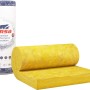 Ursa Glasswool Dämmfilz 140 mm: Rolle gelbe Glaswolle und Verpackung. Mineralfaser Dämmstoff für Geschossdecken.
