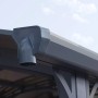 Detailaufnahme: Regenrinne am anthrazitfarbenen Palram Canopia Carport Arcadia 4300.