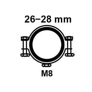 Kirchhoff Rohrschelle 26-28 mm mit M8 Gewinde für Rohre 26,4 mm (3/4 Zoll).