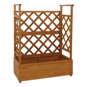 Holz Hochbeet MCW P67 mit Rankhilfe und Spalier, 114x85x44cm, Natur