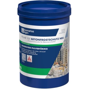 Blauer Eimer Betonfrostschutz Polar 100, 1 kg, für frostbeständigen Trockenmörtel.