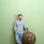 Sitting Ball Hocker Camo Oliv mit Camouflage-Muster (150 l) für entspanntes Sitzen.