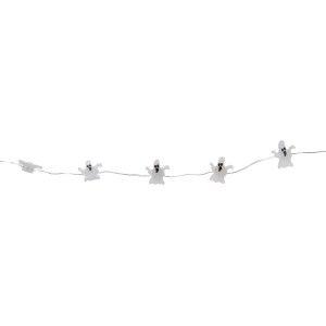 LED-Lichterkette mit Geistern aus Silberdraht, warmweißes Licht für Halloween.