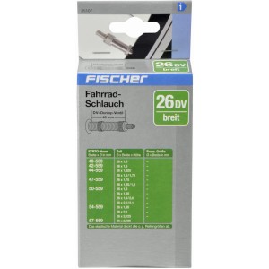 Fischer Fahrradschlauch 26 Zoll mit Dunlopventil in Verpackung.
