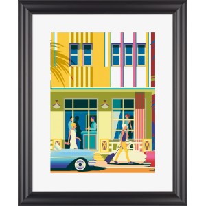 Schwarzer Kunststoffbilderrahmen 40x50 cm mit klassischem Profil und Glasabdeckung.