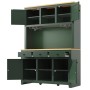okwish Hochschrank mit LED Lichtsystem Rattan Kippsicherung Küche 120x40x180cm Grün