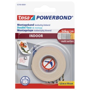 Tesa Powerbond Montageband Indoor, 1,5m x 19mm, für extra starken Halt im Innenbereich.
