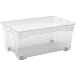 Transparente OBI Allzweckbox Santos L (40 l) mit Rollen, ideal zur Aufbewahrung und zum Transport.