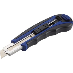 LUX Cuttermesser Comfort, 100mm, blau-schwarz, mit ergonomischem Griff und Klingenarretierung.