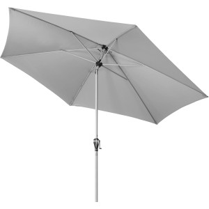Doppler Marktschirm, Ø 210 cm, hellgrau, mit Kurbel. Sonnenschirm für Garten und Terrasse.