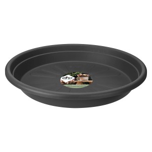 Anthrazitfarbener Elho Universal Untersetzer, Ø 40 cm, für Blumen und Pflanzen.