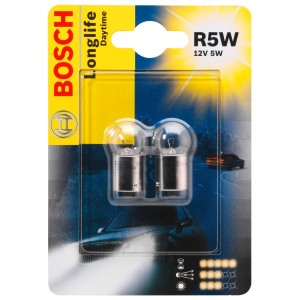 Bosch GLL Longlife R5 W, 2er-Pack Auto-Glühlampen für Tag und Nacht.