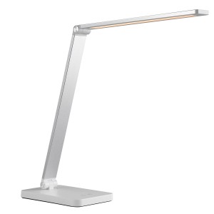 Weiße LED-Tischlampe Lomina von Brilliant, 38 cm hoch, für Schreibtisch oder Nachttisch.