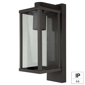 Moderne E2 Elektro Außenwandleuchte Tara in Anthrazit mit Glasabdeckung.