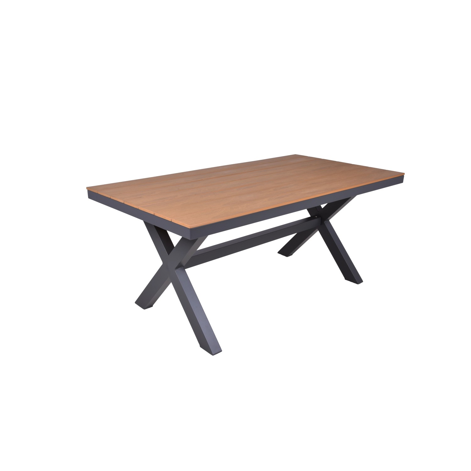 Rechteckiger Garden Pleasure Gartentisch Silea in Braun-Schwarz mit Aluminiumgestell, 93,5x173 cm.