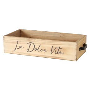 Boltze Cucina Aufbewahrungsbox 2er-Set aus Holz mit "La Dolce Vita" Schriftzug und Metallgriffen.