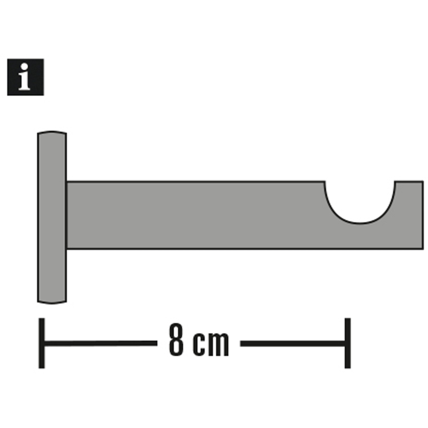 Gardinia Chicago Träger, offen, schwarz, 8 cm, für 20 mm Stangen.
