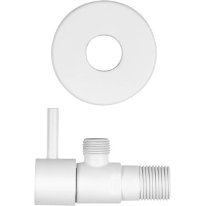 baliv Eckventil EV-3440, Weiß Matt, mit Rosette und Hebel