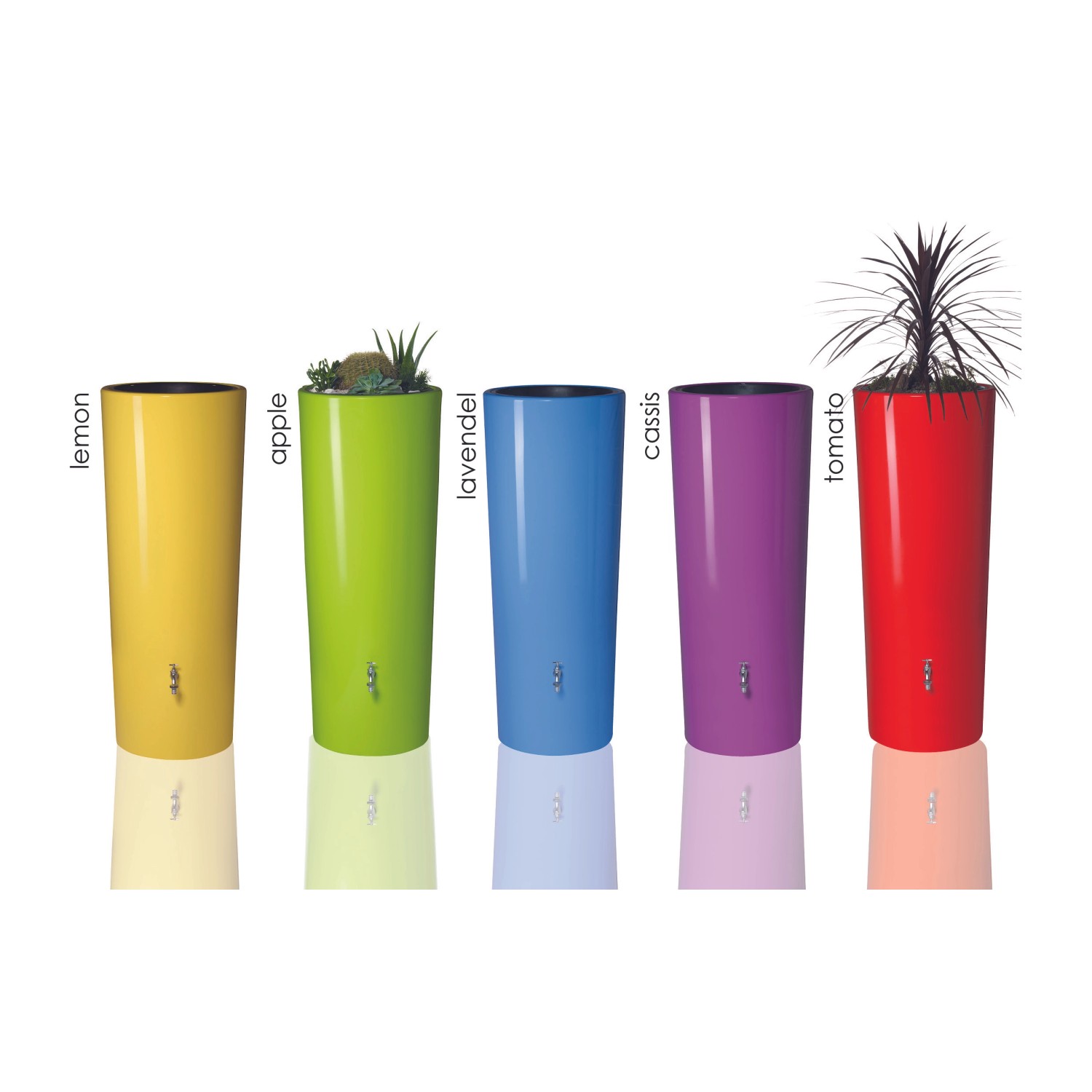 Garantia 2in1 Regenwasserbehälter Color 350 l in verschiedenen Farben (Apfel, Zitrone, Lavendel, Cassis, Tomate)