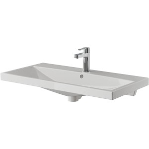 Pelipal Keramikwaschtisch 4035, 90 cm, weiß, mit Armatur und Überlauf.