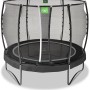 Schwarzes EXIT Allure Premium Trampolin Ø 305 cm mit Sicherheitsnetz für den Garten.
