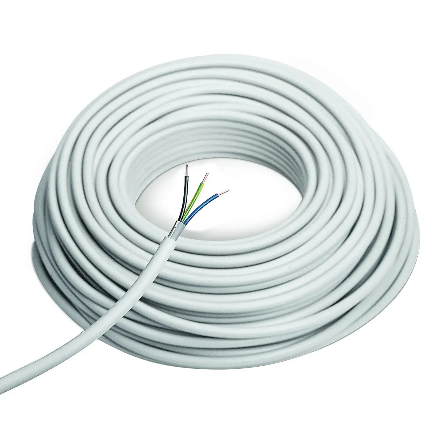 Emskabel Feuchtraumleitung NYM-J 3x1,5mm², 100m Rolle, grau. Elektroinstallation für Feucht- und Trockenräume.