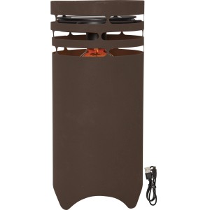 Dekorative Solar-Laterne Marron, braun, 41cm hoch, mit Flammeneffekt und USB-Kabel.