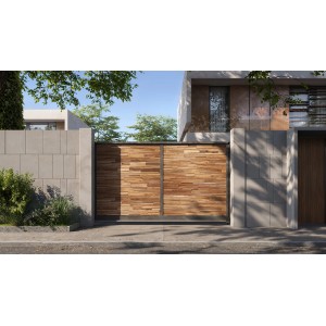 Brauner Holzverblender UltraWood Firenze XL von Rebel of Styles als Gartentor