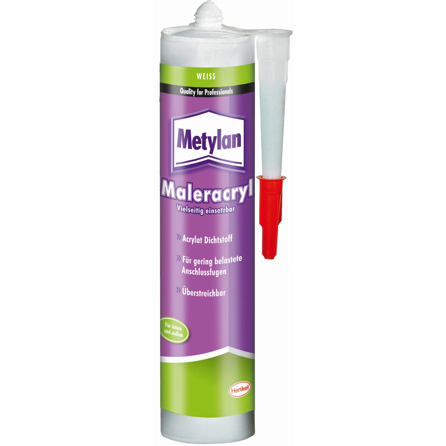 Weiße Kartusche Metylan Maleracryl für Wand & Decke, Acryl Dichtstoff für Anschlussfugen.