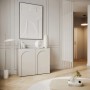 Selsey Sideboard Arkadia in Kaschmir mit zwei gefrästen Bogenfronten im modernen Wohnzimmer. Elegante Kommode.