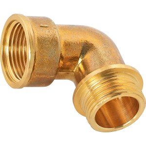 Gewinde-Winkel aus Messing, 30,3 mm x 33,3 mm, für Wasser- und Heizungsinstallationen.