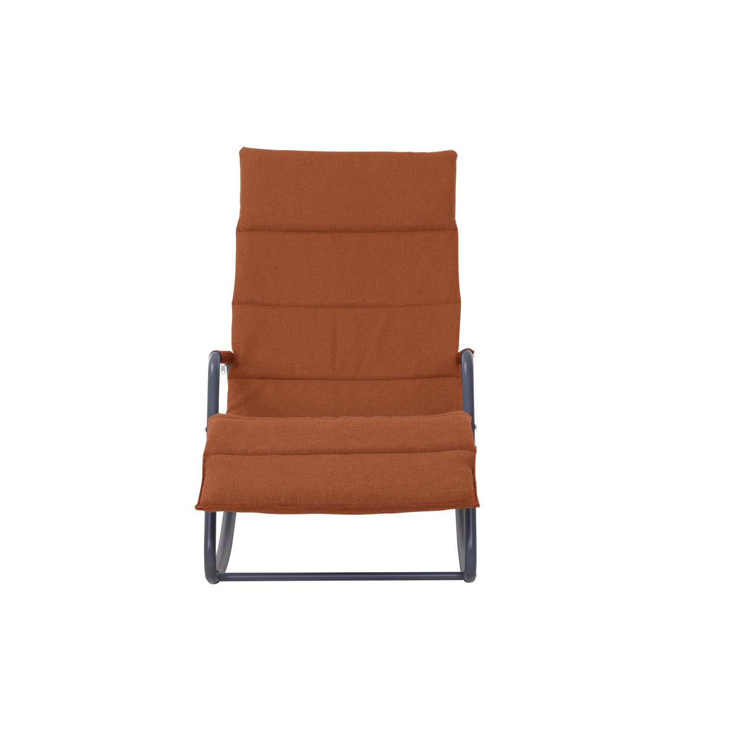 Rote Siena Garden Schaukelliege Aliano mit anthrazitfarbenem Stahlgestell und Kissen.