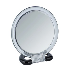 Wenko Kosmetikspiegel mit 3-fach Vergrößerung, runder Standspiegel für Bad und Schminktisch.