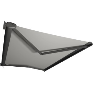 Kassettenmarkise Perform, 300x200 cm, anthrazitfarbenes Gestell, hellgraues Tuch.