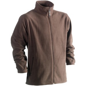 Braune Herock Fleecejacke Darius XXXL für Arbeitskleidung mit Reißverschluss und Seitentaschen.