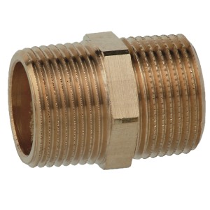 Kirchhoff Doppelnippel 21 mm (1/2 AG) aus Rotguss für Gewindefittings.