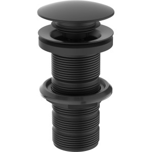 Ideal Standard Push-Open Ventil in Schwarz für Waschtisch ohne Überlauf.