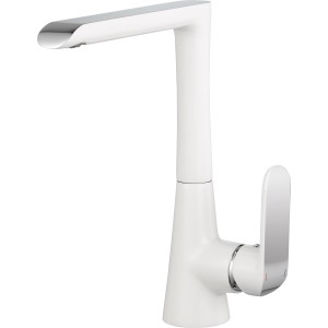 baliv Küchenarmatur KI-5070 in Chrom-Weiß. Moderner Einhebelmischer für die Küche.