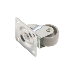 Möbel-Lenkrolle mit Platte, Softrad Ø 25mm, 15kg Traglast.