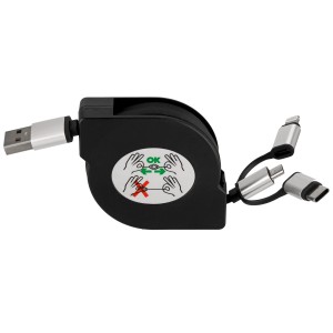 REV Ritter USB Ladekabel 3 in 1, schwarz, 2m. Datenkabel mit Lightning, Micro-USB und USB-C Anschluss.