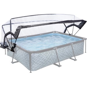 EXIT Pool Abdeckung 220x150 cm für rechteckige Rahmenpools, transparente Plane mit schwarzem Gestell.