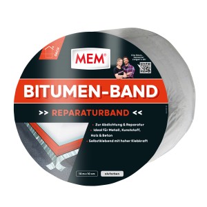 MEM Bitumen-Band Alu, 10cm x 10m Rolle. Dichtungsband für Bauabdichtungen, alufarben.